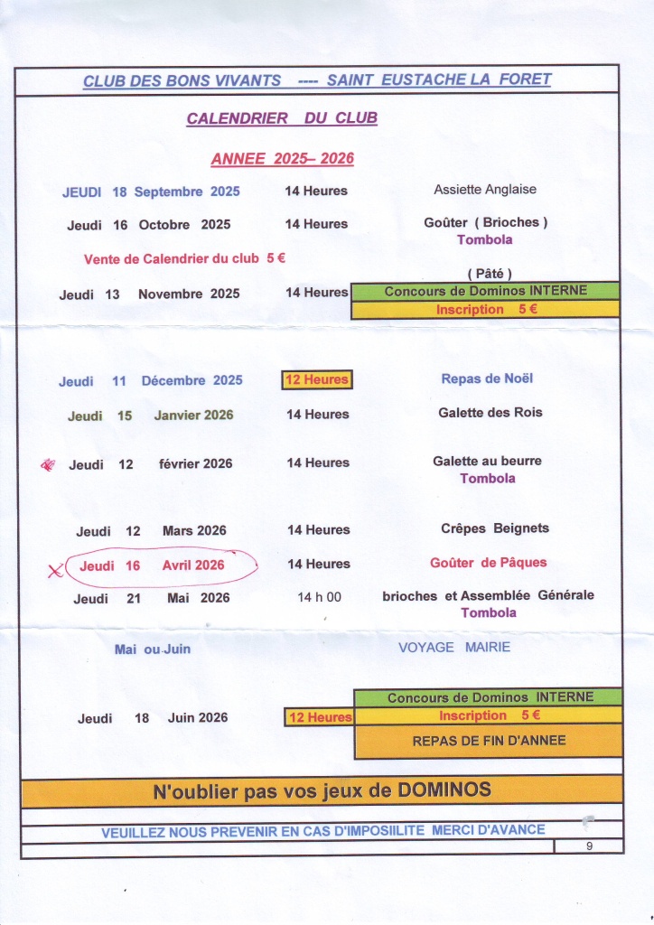 CLUB DES BONS VIVANTS